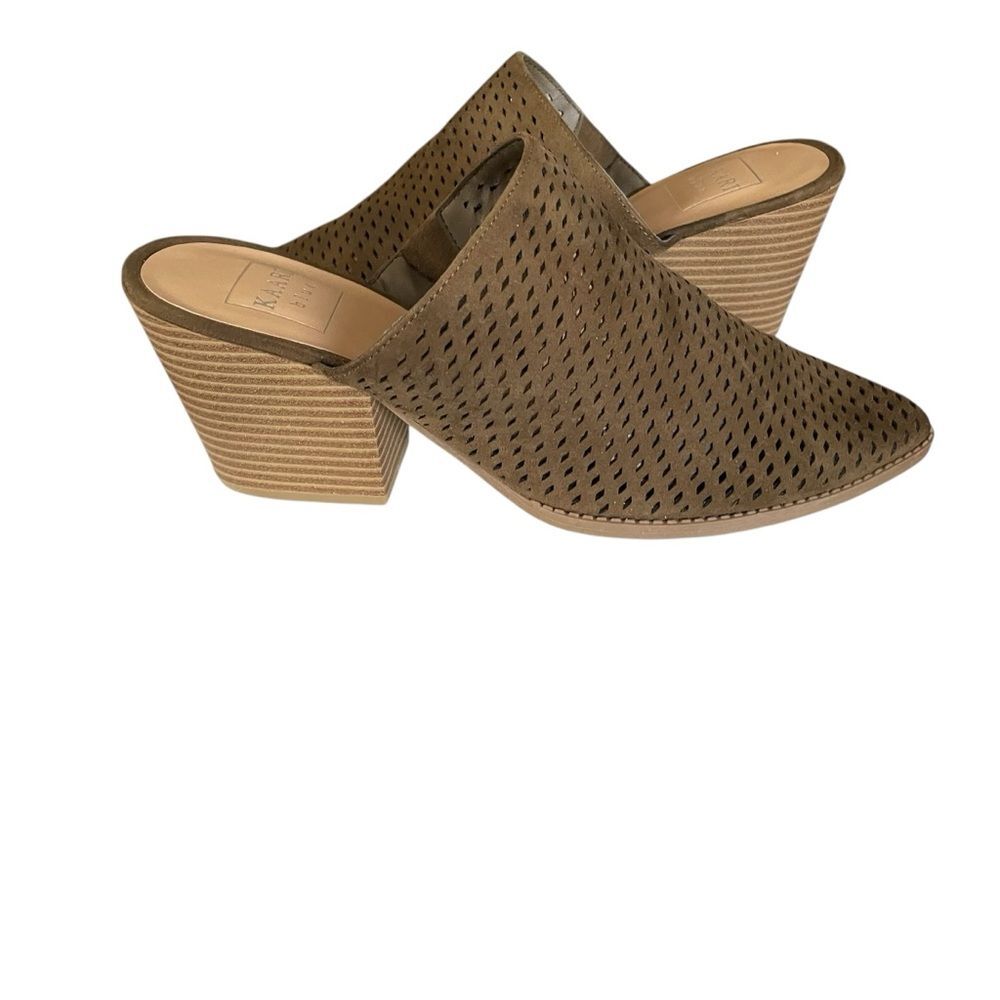 Kaari Blue Evergreen Eliza Perforated Slip On Heeled Mule Size 8.5M Women's NWOT